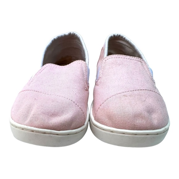 Tom’s Size 2(Youth) pink and white canvas slip-ons. - Picture 3 of 6